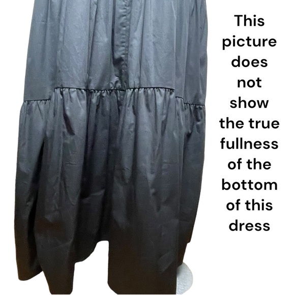 CO Essentials Collection Sleeveless Cotton Tiered Midi Dress Black Pocket Sz Med - Picture 9 of 16